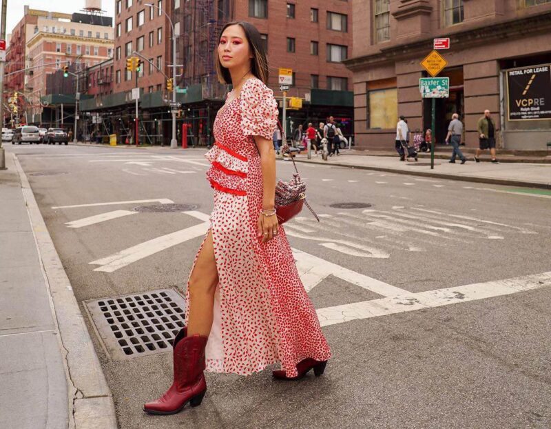 Lightweight dress and western boots is the perfect combo for spring 2019